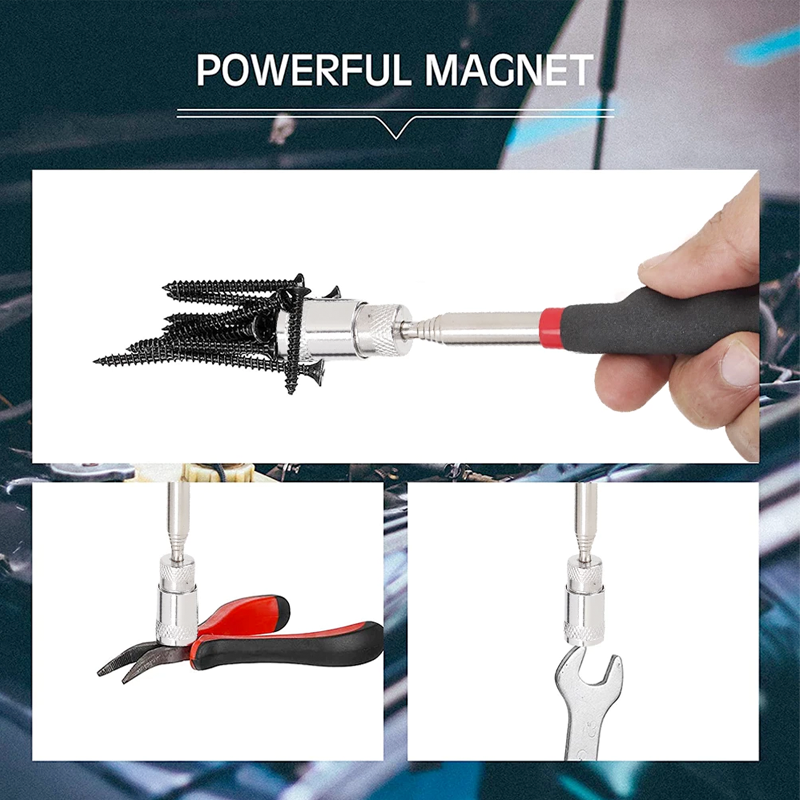 Telescopic Magnetic Pickup Pen Tool with Light
