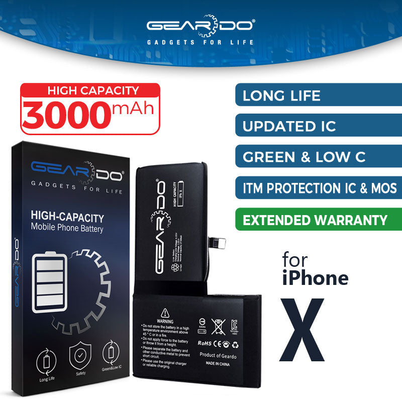 Premium Battery Replacement Compatible 3000mAh for iPhone X High Capacity