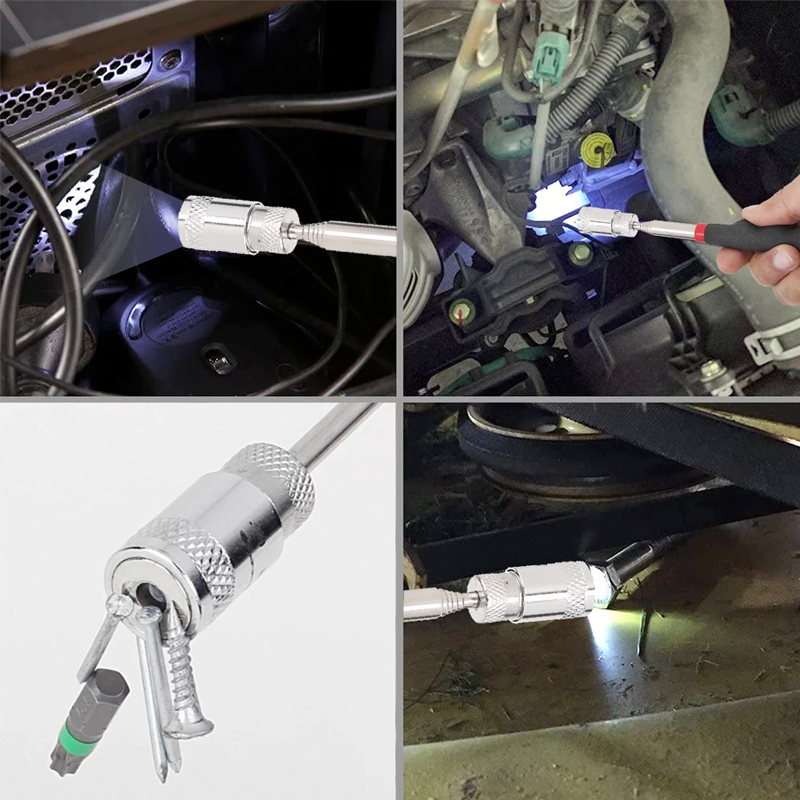 Telescopic Magnetic Pickup Pen Tool with Light